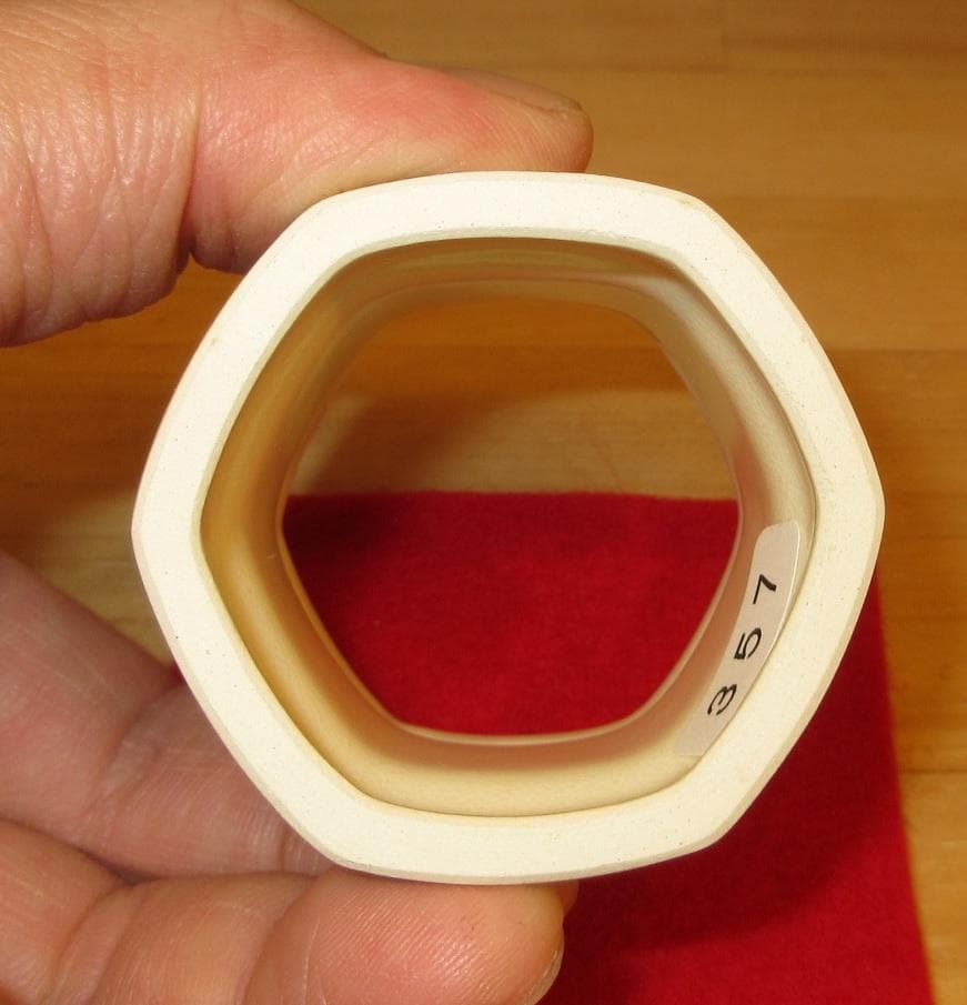 送料込【逢絢亭・新品】茶道具 蓋置 京焼 六角 青海波の絵 手塚石雲 共箱入り