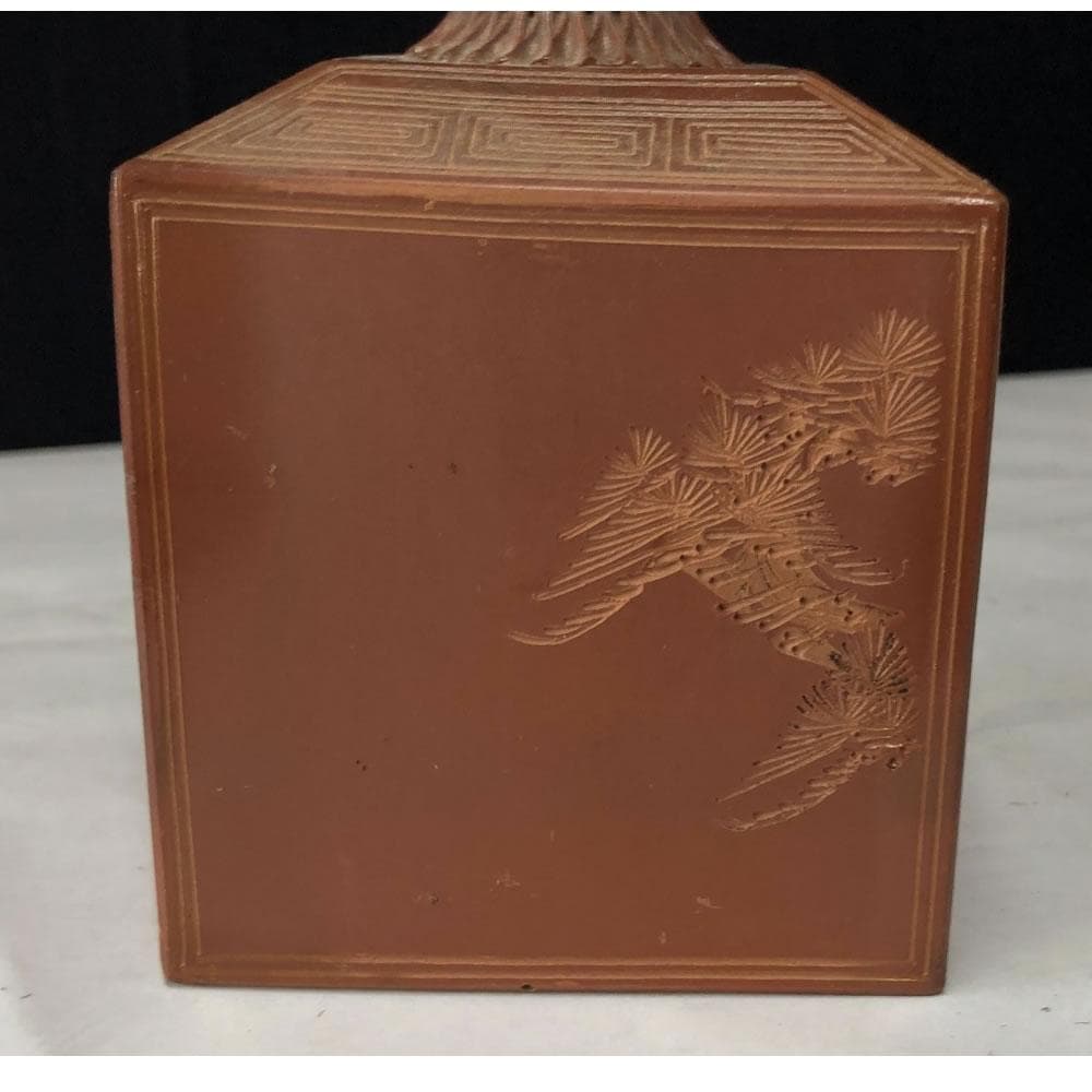 e2842 古備前 升徳利 松 角徳利 在銘 備前焼 酒徳利 (e1716)