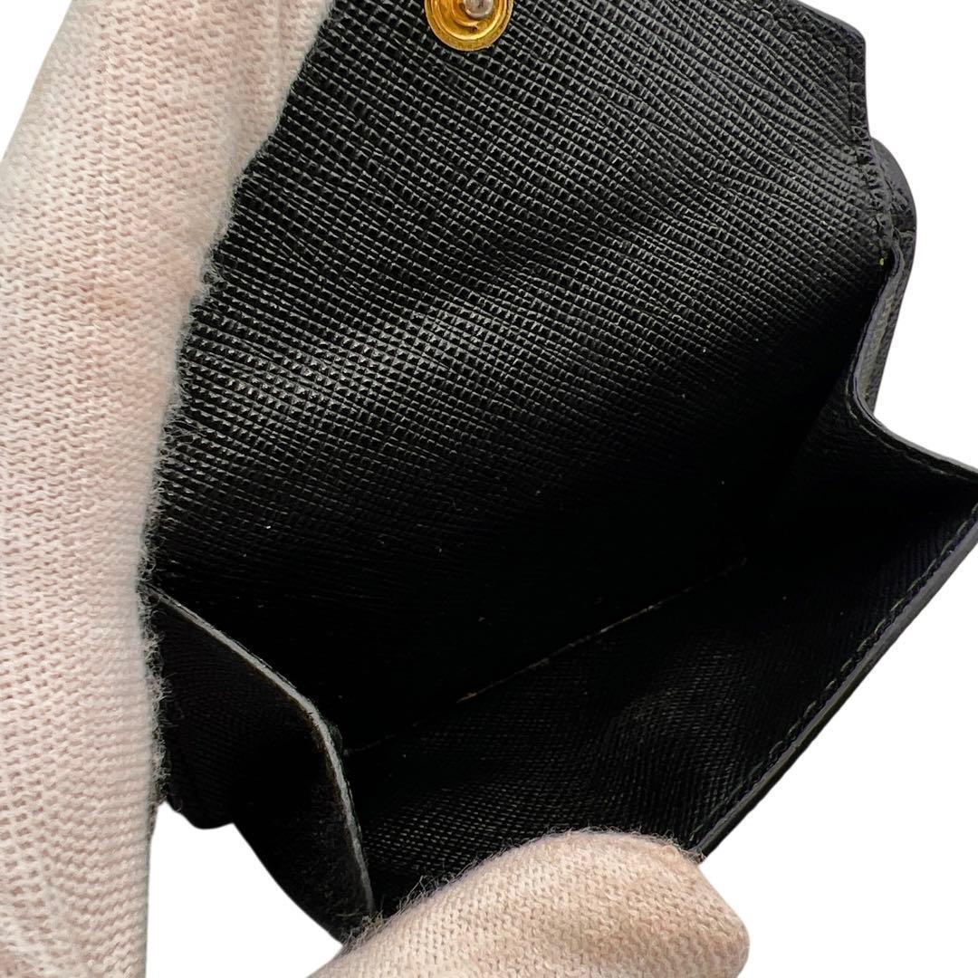 専用PRADA ミニウォレット ブラック レザー レディース 折り財布 7313