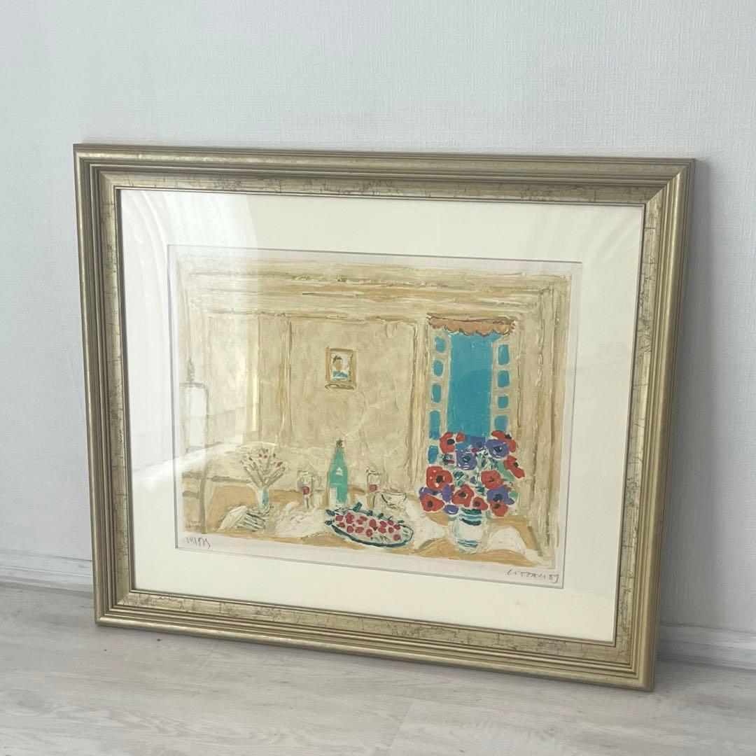 アンドレ コタボ 絵画 額 版画 真作 ピザ ワイン 静物 風景 インテリア