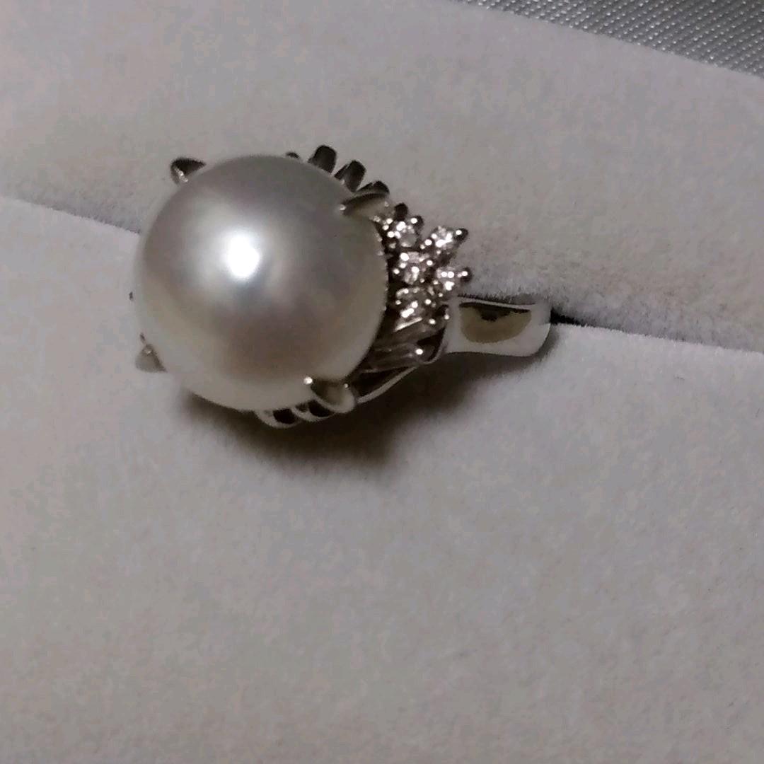 真珠　指輪　プラチナ　リング