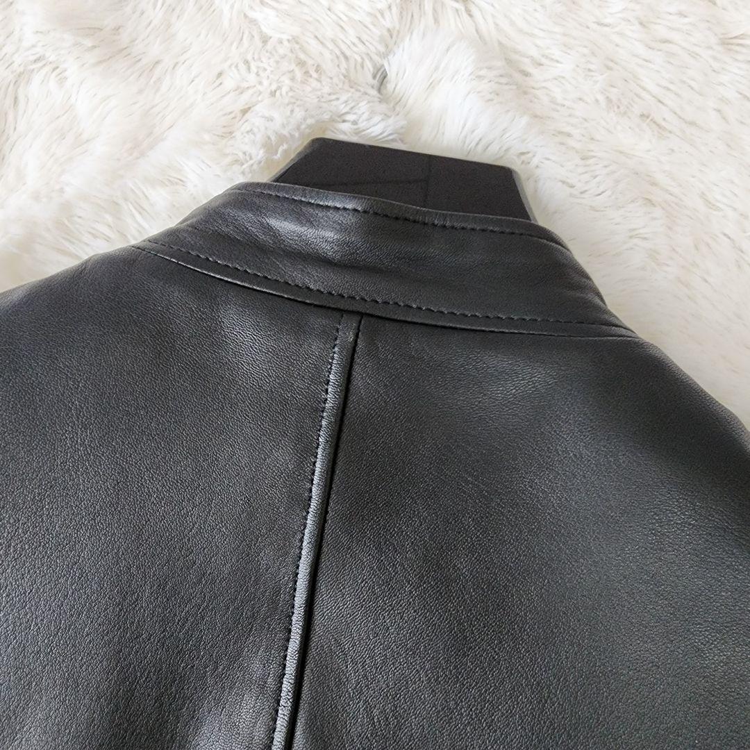 【L相当】ビームス シングル ライダース ラムレザー ジャケット ブラック系