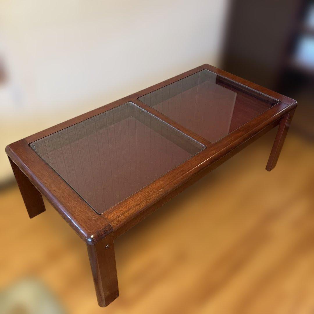 昭和レトロ！120cmローテーブル平成レトロ ガラス天板ディスプレイ コーヒー