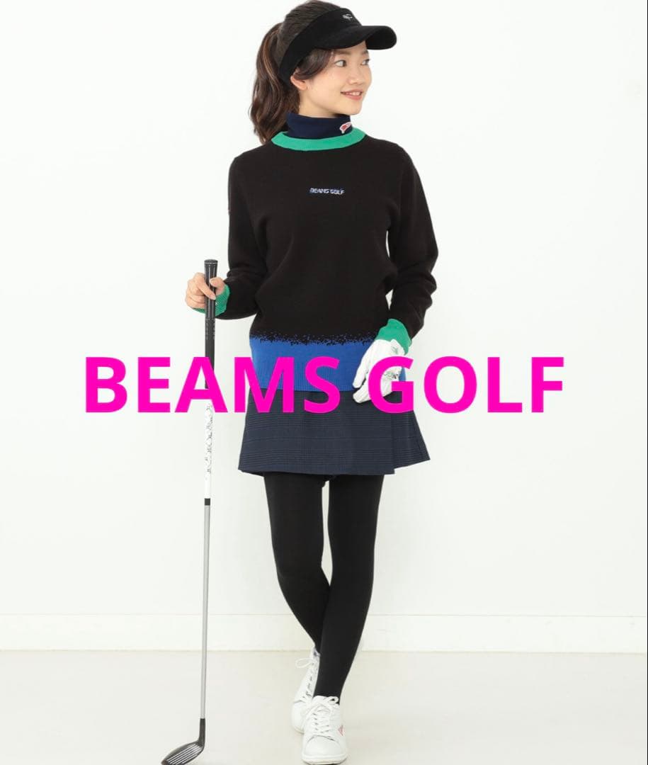 BEAMS GOLF ストリートアート ニット セーター 冬ゴルフ 黒