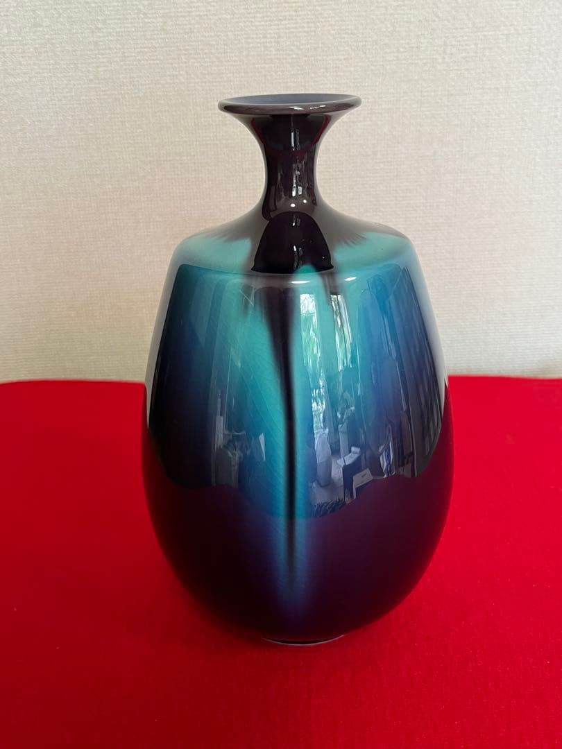 人間国宝 三代 徳田八十吉 彩釉 壺 管理T274 共箱 共布 付