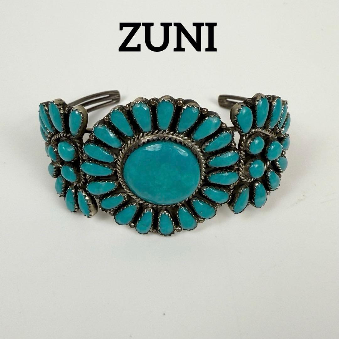 ヤマダ 　ZUNI ニードルポイント ターコイズシルバーバングル