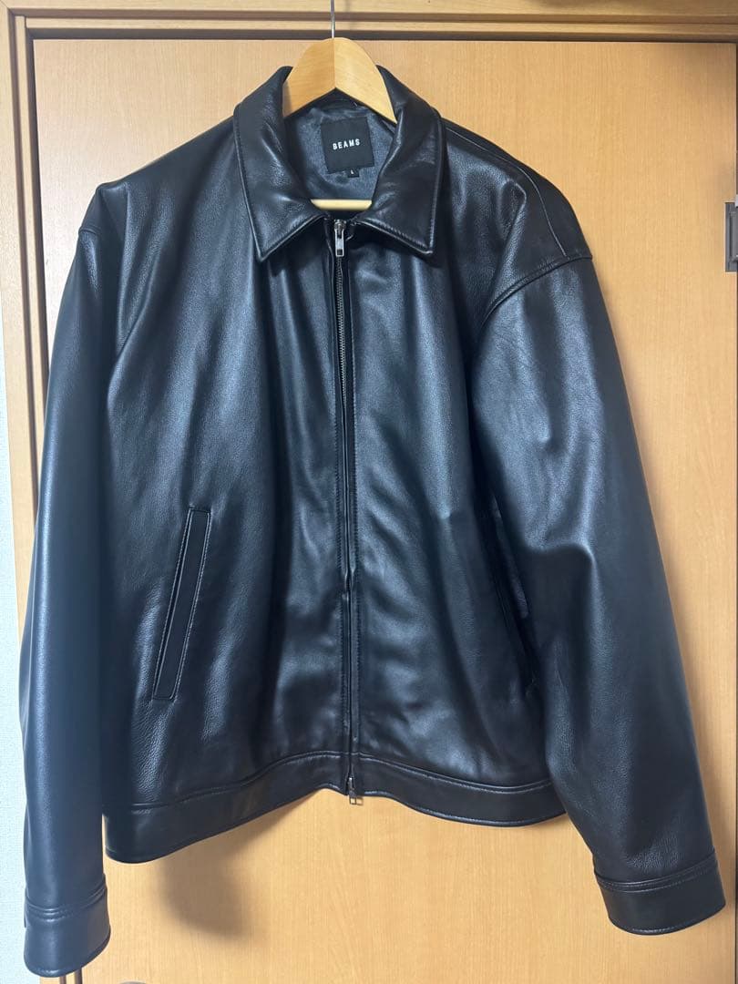 beams ワイドフィット レザー ジップブルゾン