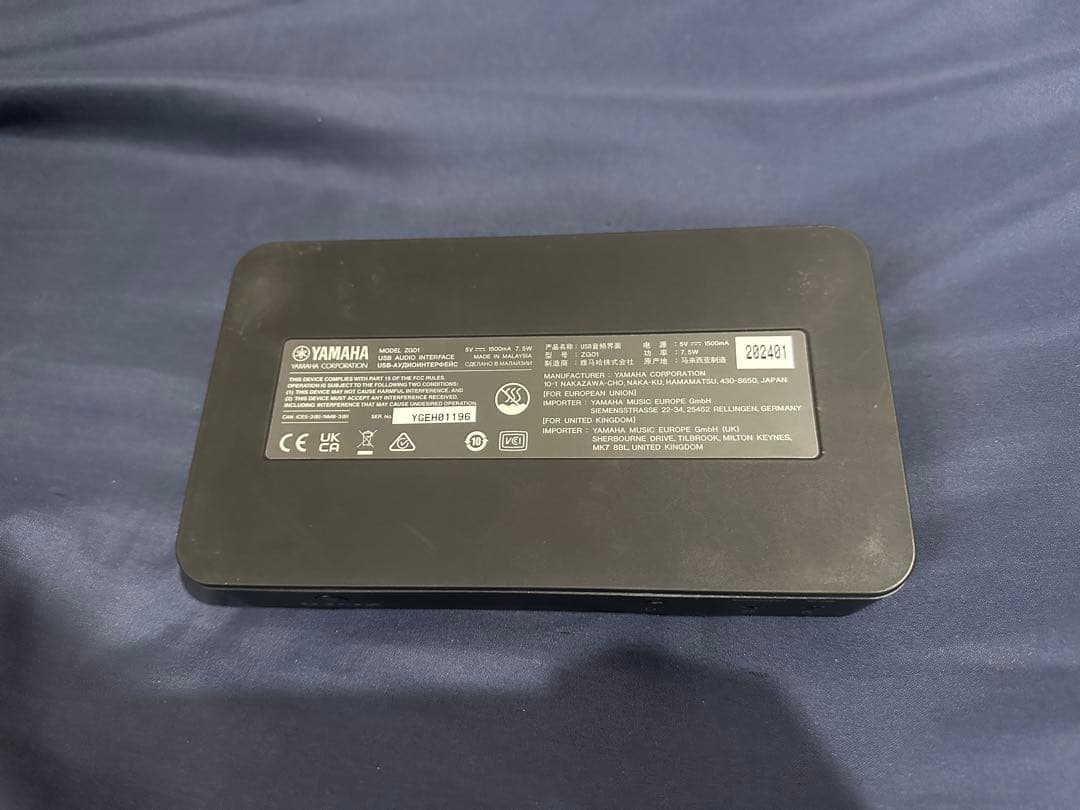 オーディオインターフェース　YAMAHA ZG01