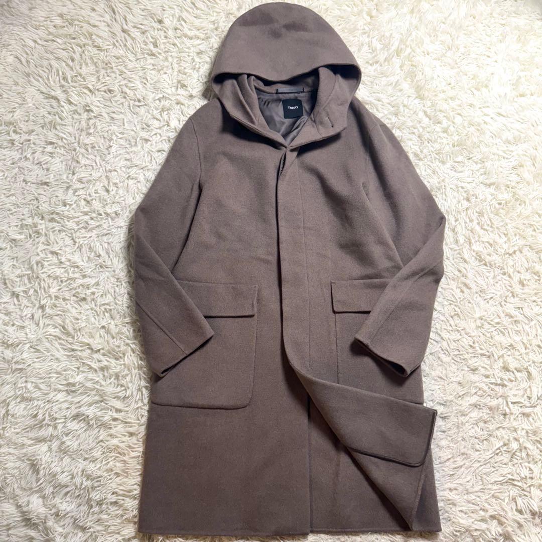 【美品】現行セオリー　フーデッド ウールカシミヤ コート メンズS ユニセックス