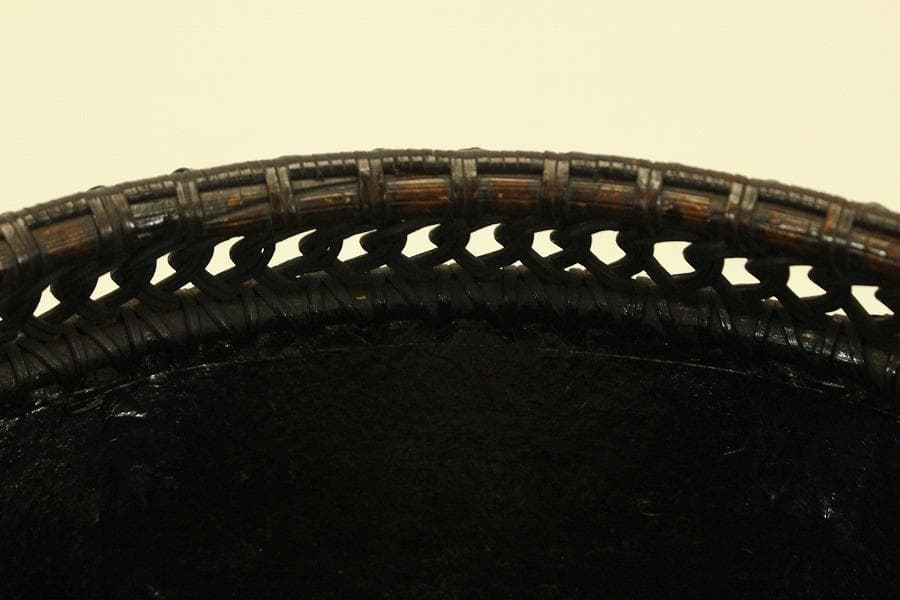 茶道具 竹編 時代 炭斗 美品(A820)