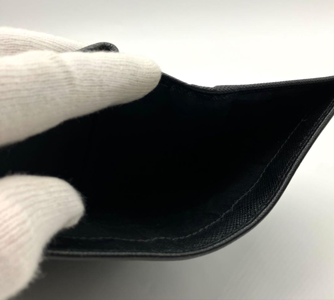⭐️ 美品 プラダ サフィアーノ メタル 二つ折り財布 ブラック 鑑定済