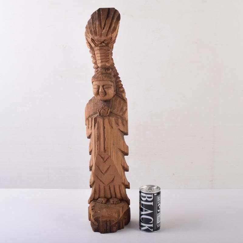 仏教美術　利秀作　木彫　神獣観音像　仏像　置物　8225