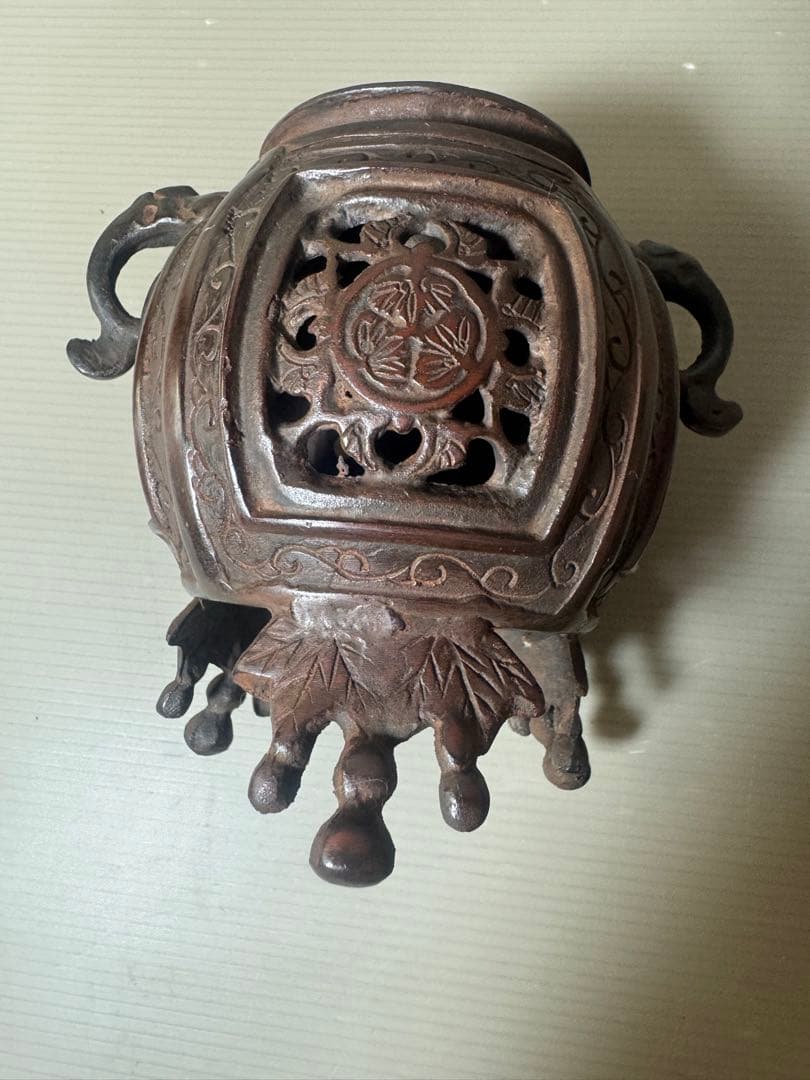 2566 銅製　大明宣徳銘　獅子香炉