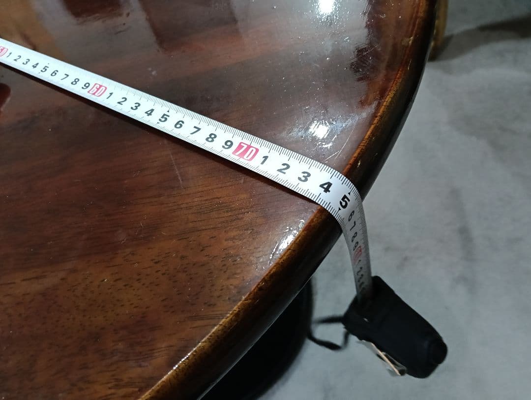 y　円形木製テーブル 光沢仕上げ 74cm　※テーブルのみ