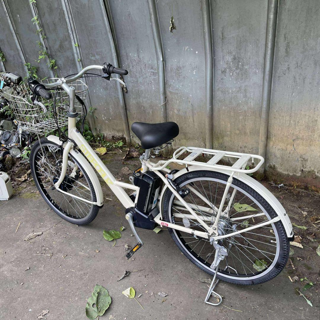 クリーム色 電動アシスト自転車 26インチ