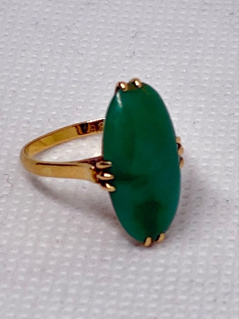 18金　グリーンストーン オーバルリング