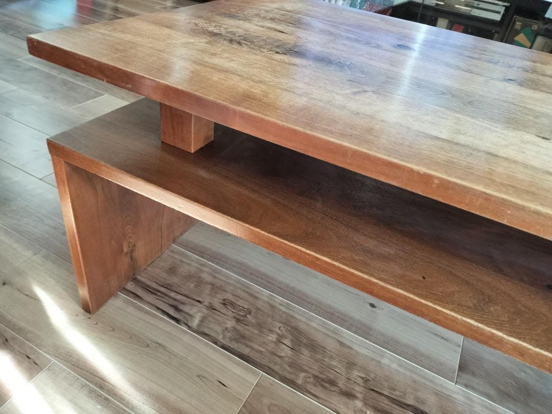 あや　レア 中棚付き ウォールナット 無垢 ローテーブル 板厚20mm