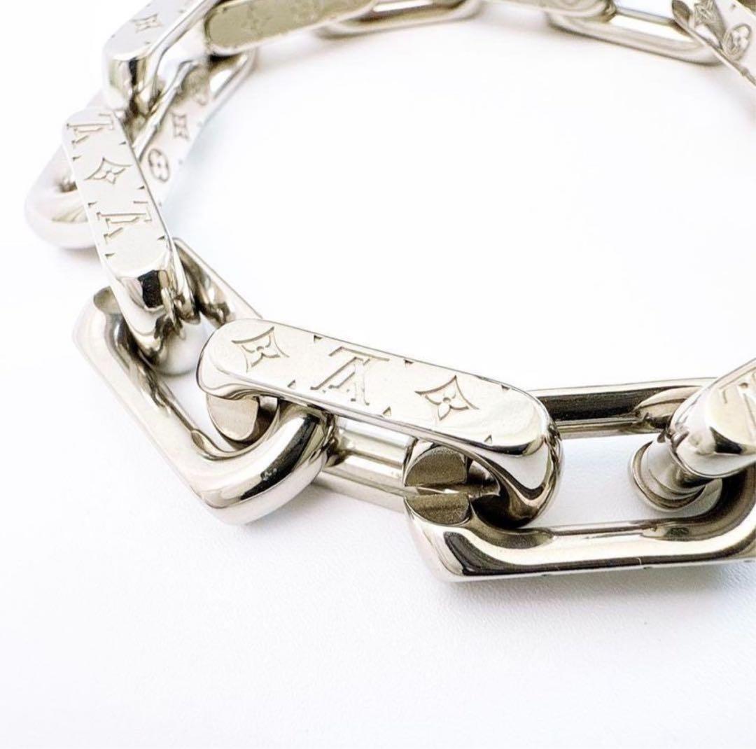 a*可様 ルイ・ヴィトン チェーンリンクスブレスレット シルバー モノグラム M