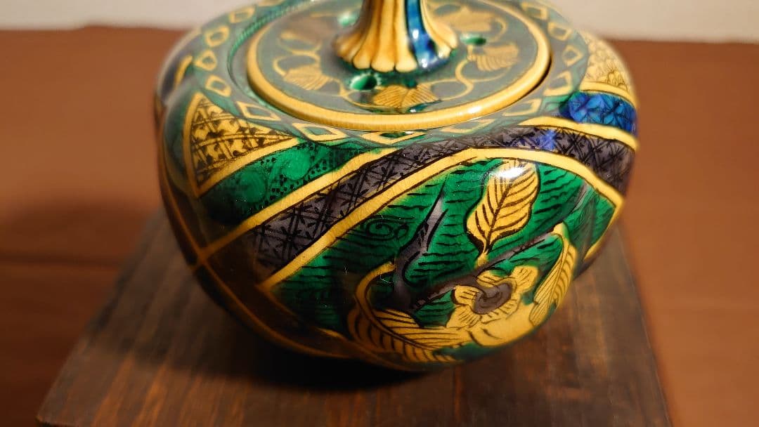 吉田屋窯　青九谷　青手　古九谷　九谷焼　香炉　角福　アンティーク九谷焼　１客