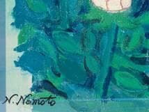 【真作】絵画　油彩SM　二輪のバラ　レリーフ付き装飾フレーム　小品　X70