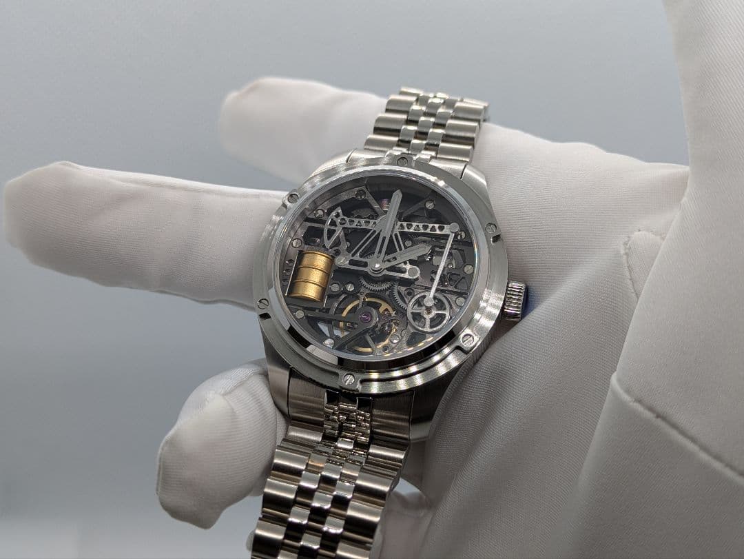 【新品未使用品】PINDU WATCH 自動巻き 機械式腕時計 スケルトン腕時計