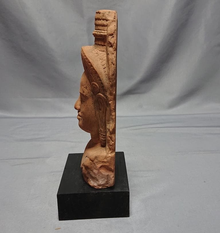 コレクター収集　タイ　クメール仏像　頭部　台付