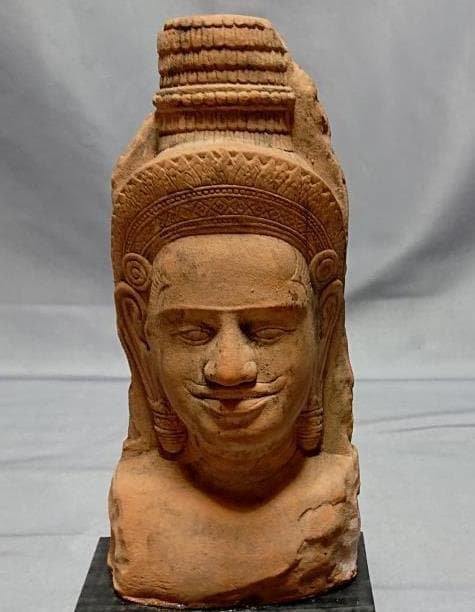 コレクター収集　タイ　クメール仏像　頭部　台付