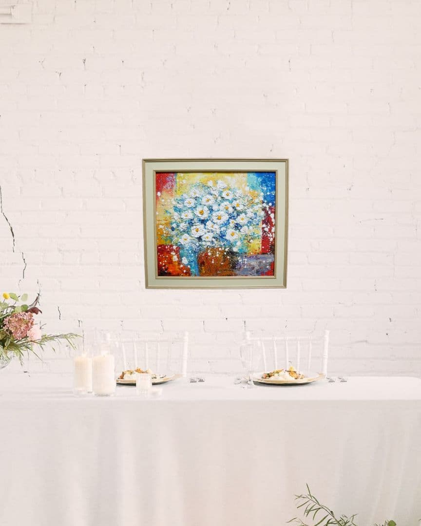 油絵 絵画【白い花】