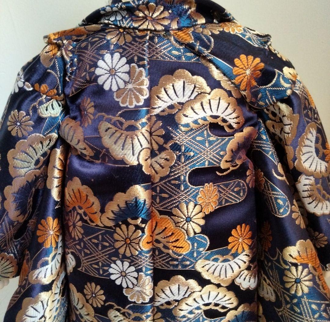 市松人形 紺色と金色の花模様15号