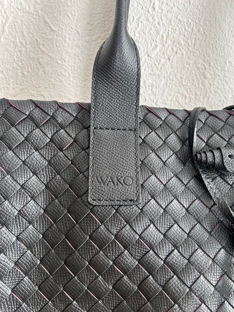 WAKO 編み込み ブラック ハンドバッグ