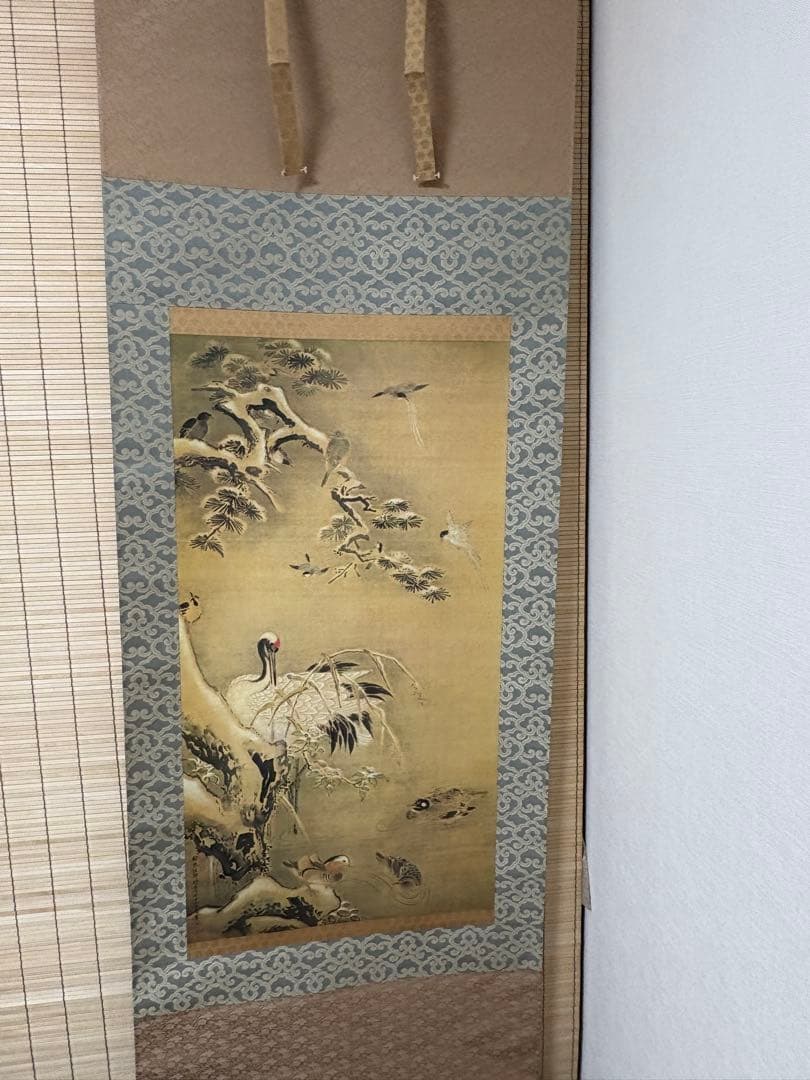 掛軸 狩野探幽筆 四季花鳥図 四幅対 木箱入り 永平寺蔵表記