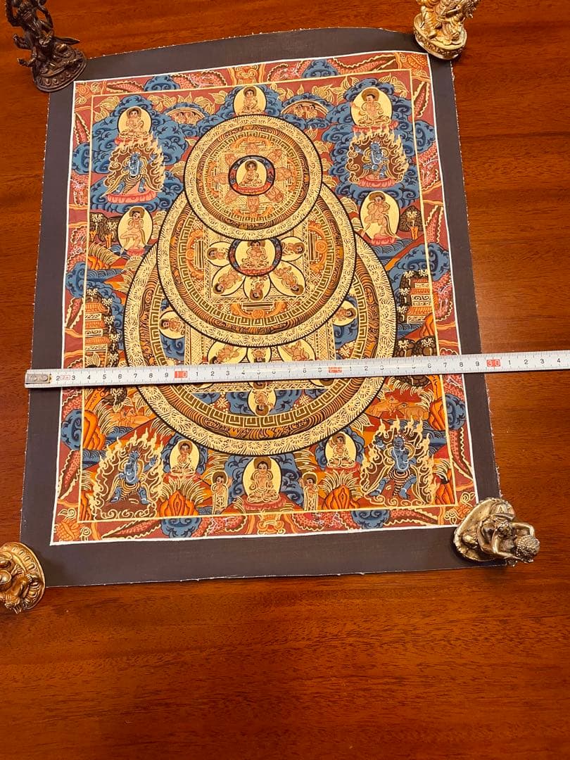 チベット密教 手描き曼荼羅（マンダラ）タンカ【新品・一点物】肉筆画 Ｄ6