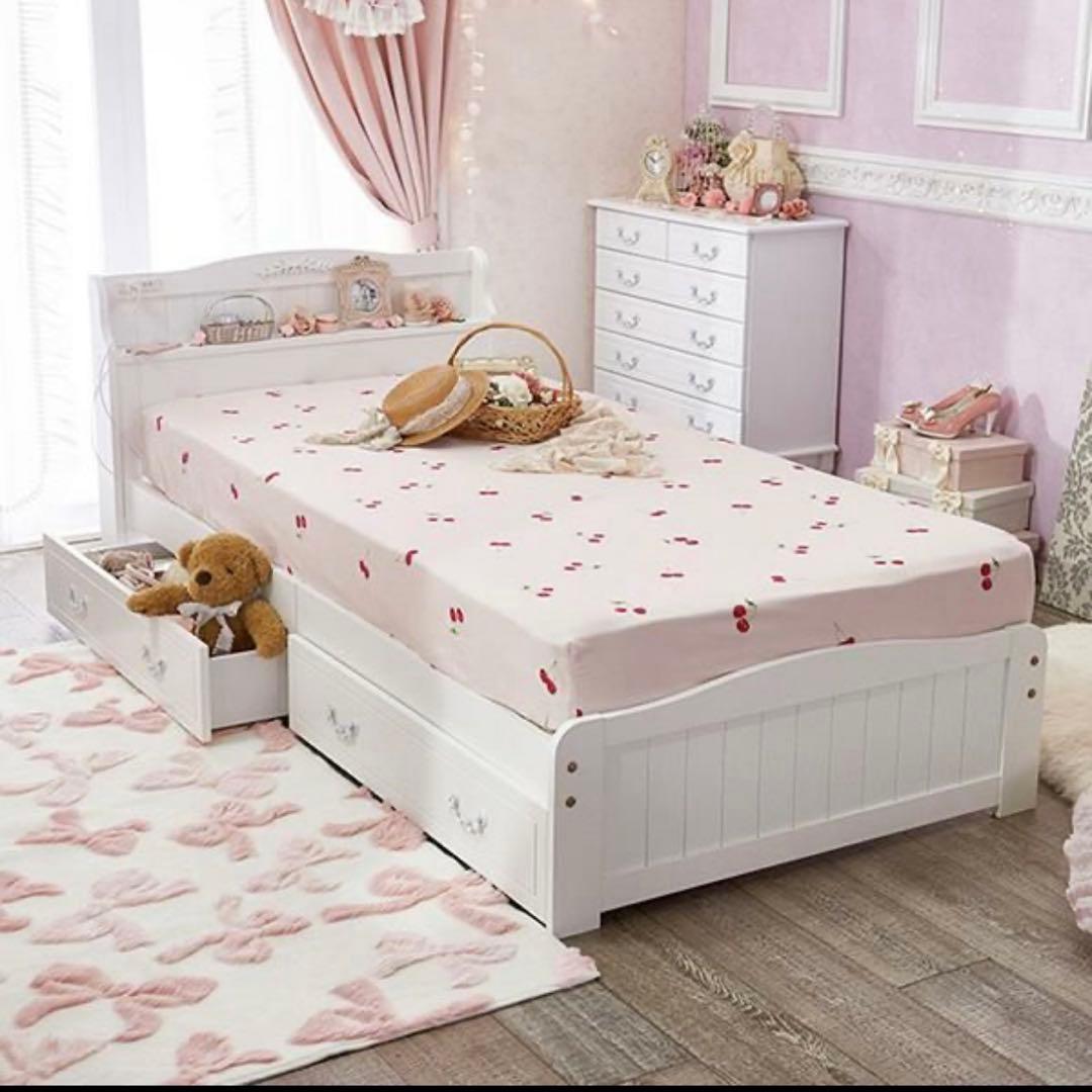 ロマンティックプリンセス シングルベッドフレーム 収納付き