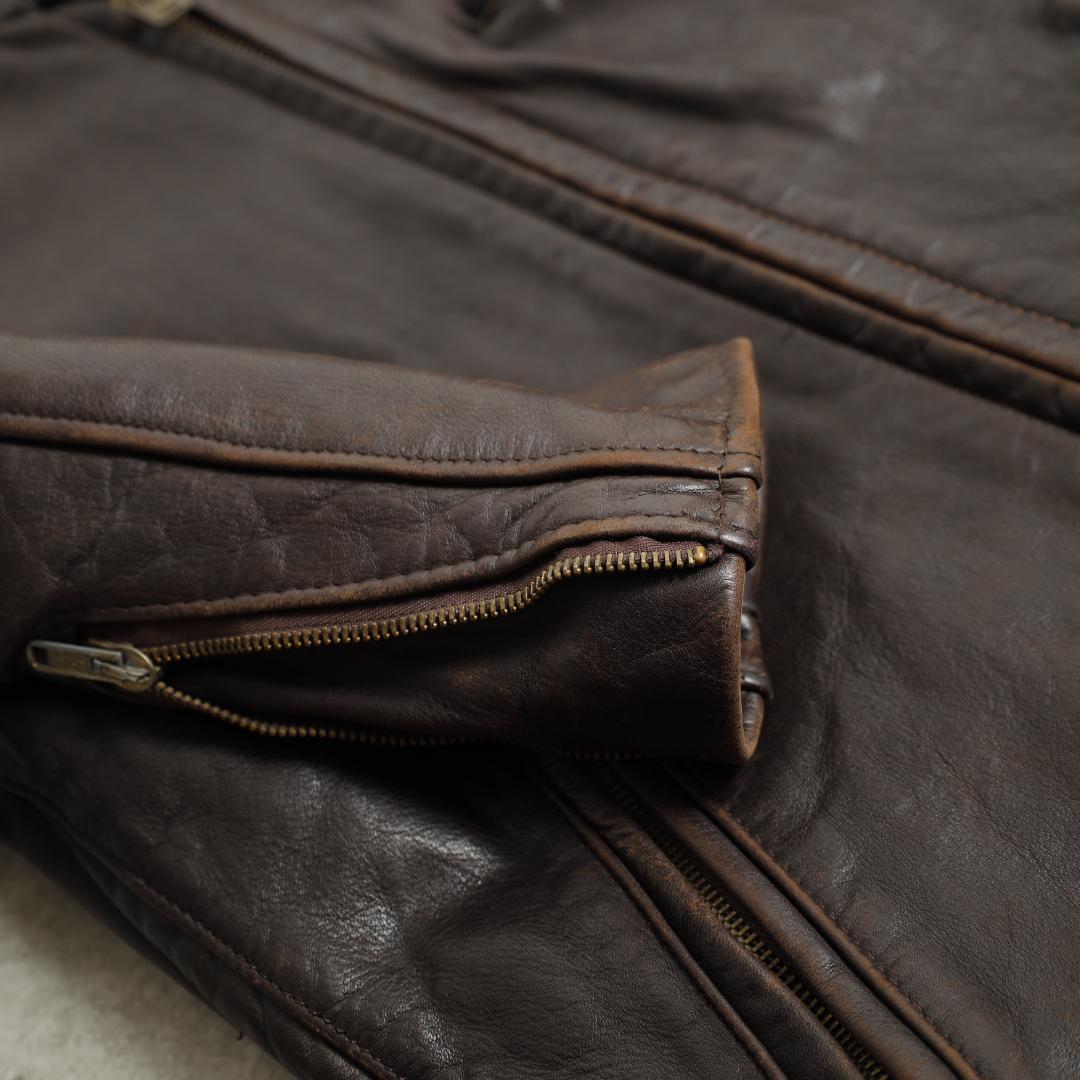 90年代 ショットレザーシングルライダースジャケット ダークブラウン ビンテージ