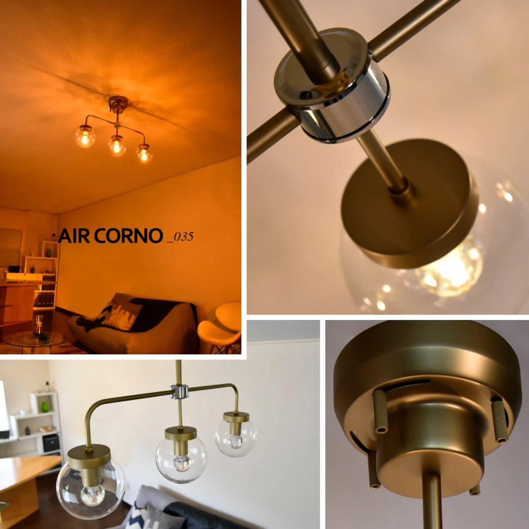 アンティーク シーリングライト ゴールド3灯8畳 手吹き ガラスセードLED対応