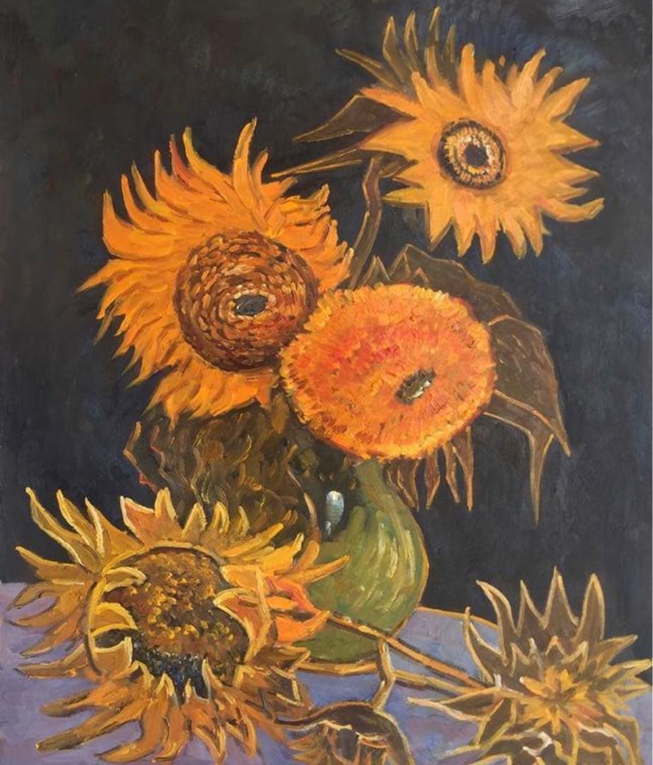 肉筆☆油絵☆F20号『ひまわり4』ゴッホ/模写