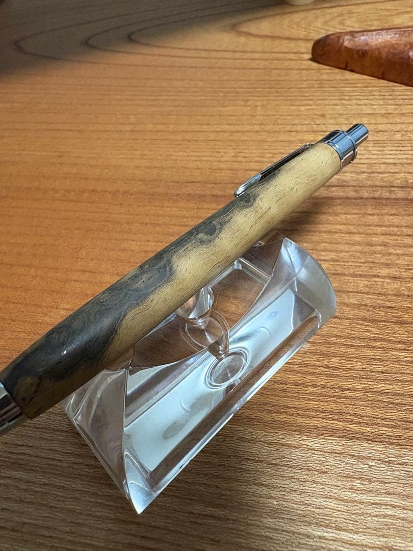 532極上　黒柿　孔雀杢　縮杢　木軸シャーペン　ボールペン