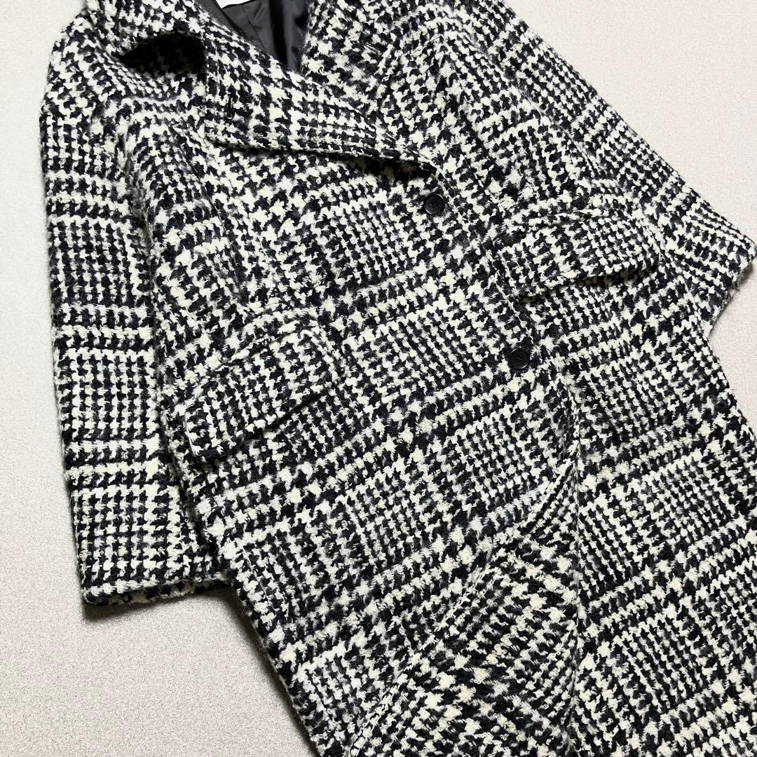 【千鳥柄 コクーン シャギー】クラネ オーバーコート ツイード ロングチェスター