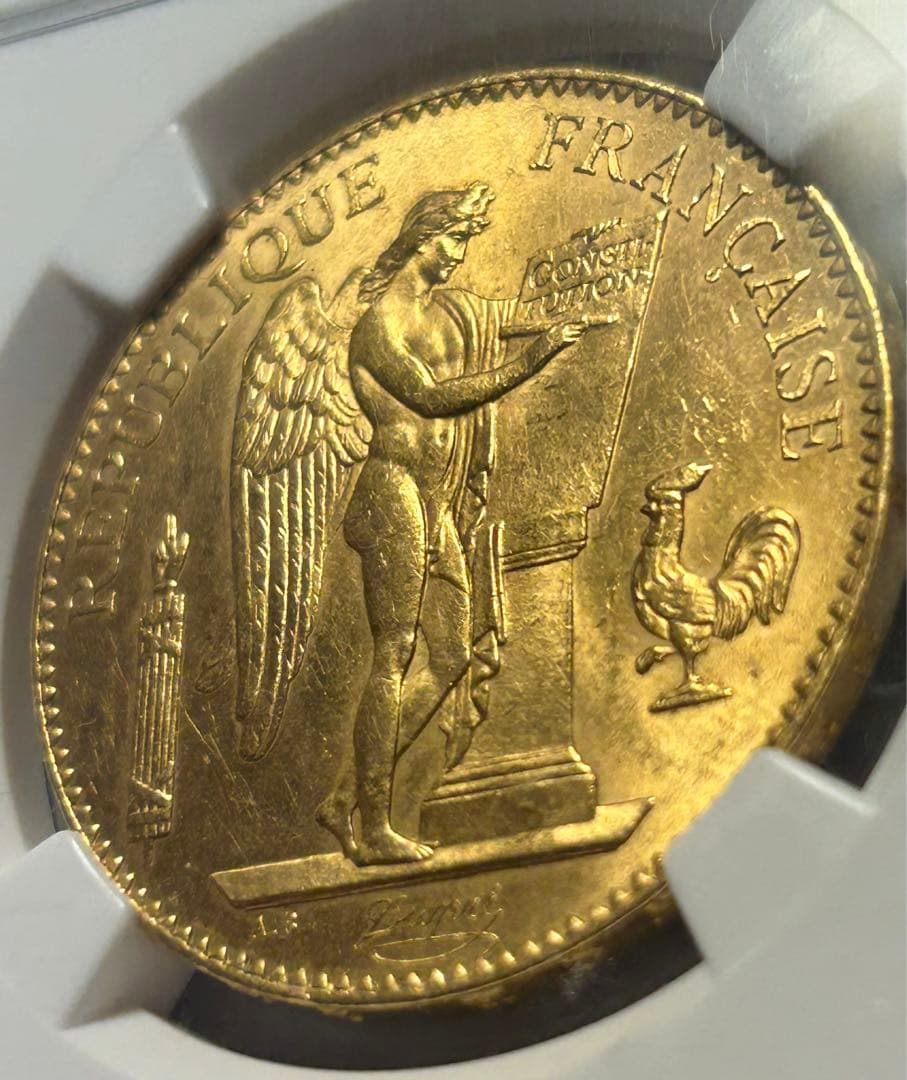 1879A フランス G100フラン　エンゼル金貨　NGC MS63