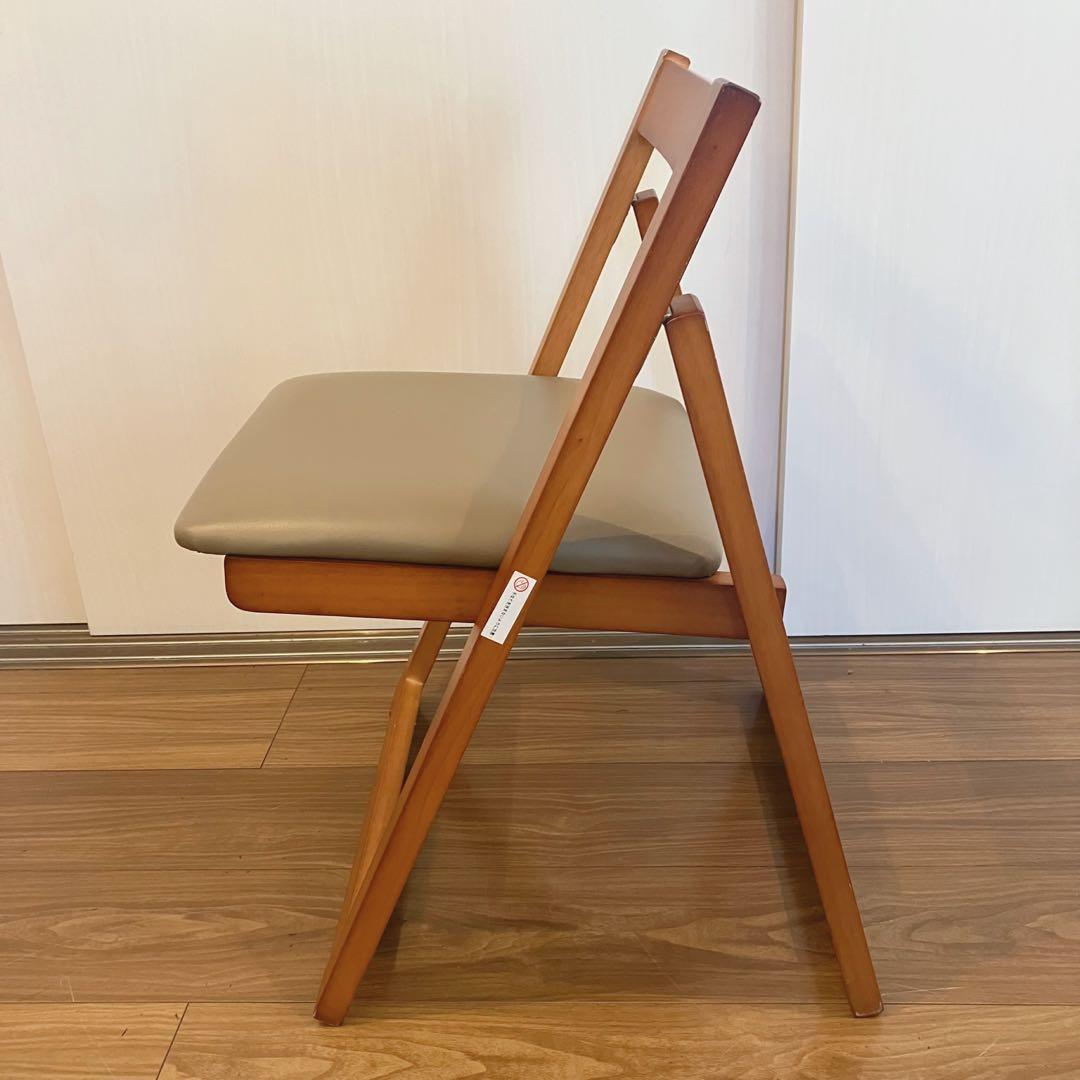 【美品】フォールディングチェア　木製　2 脚セット折りたたみ椅子