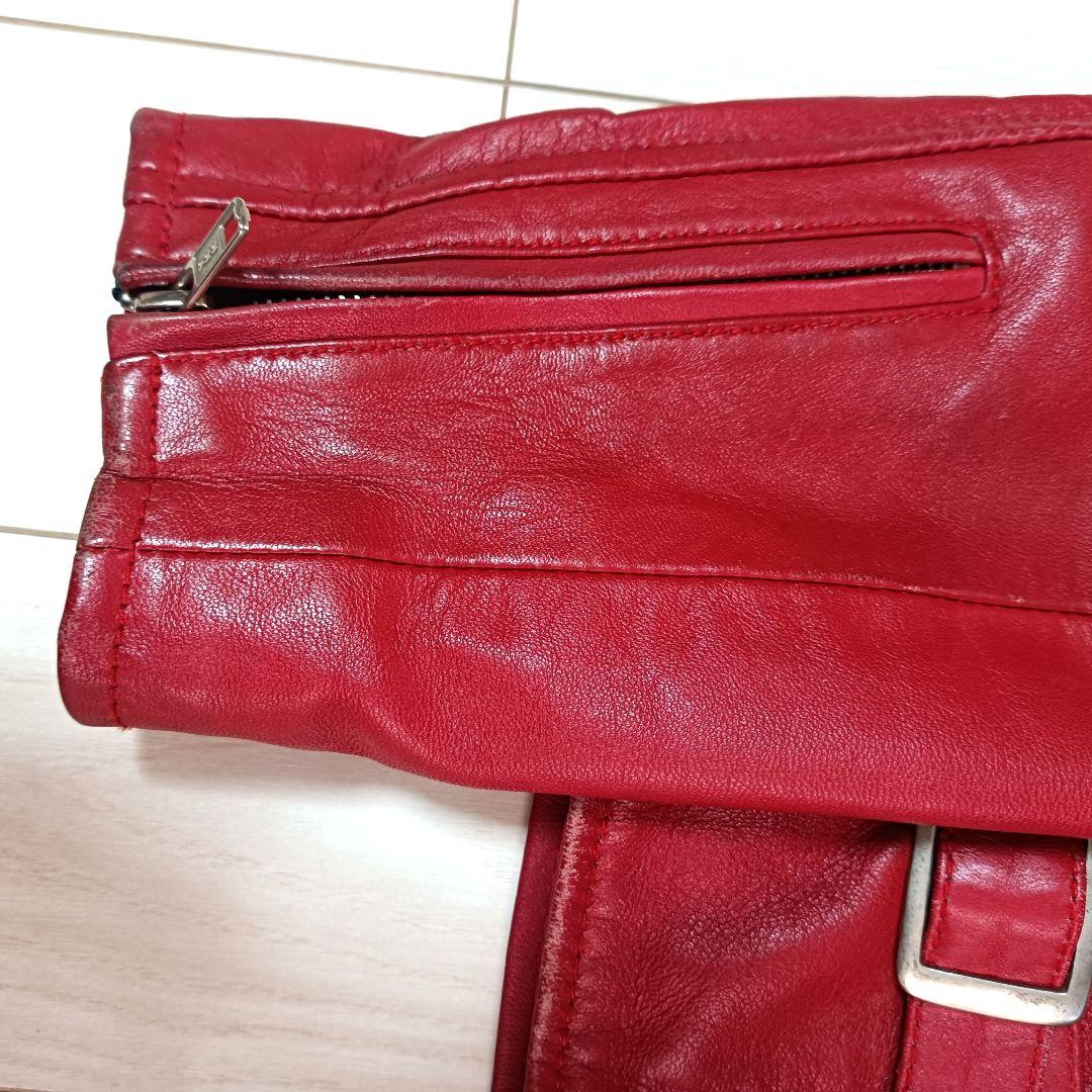 【激シブ！】デグナー　シングルライダース　レッド　ラムレザー　M