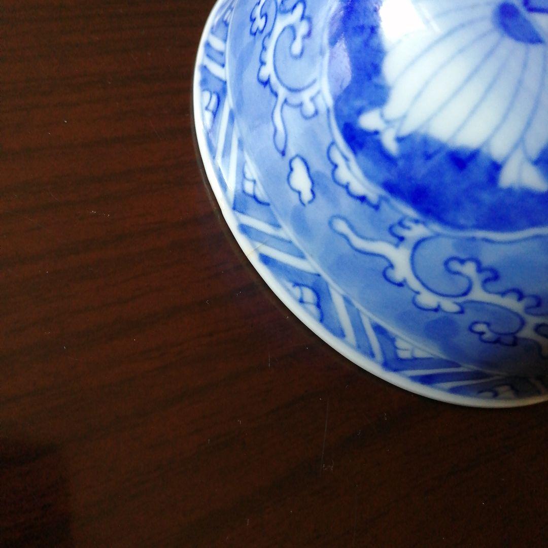 古伊万里　染付総模様蓋付碗　15客　10.8cm　江戸後期