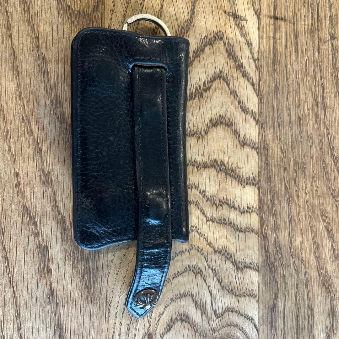 レザー製 黒 キーケース スナップボタン付き