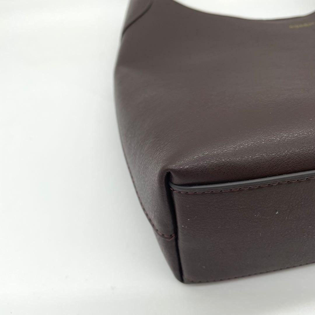 【極美品】コーチ　ブルックリン　ショルダーバッグ　レザー　ロゴ　ダークブラウン