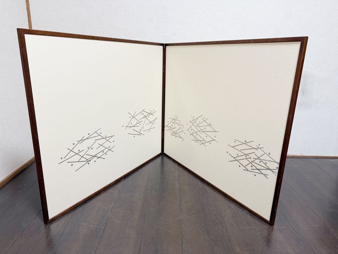 ほぼ未使用 茶道具 銀刧箔 風炉屏風先 裏白 両面使う 桑枠 元箱