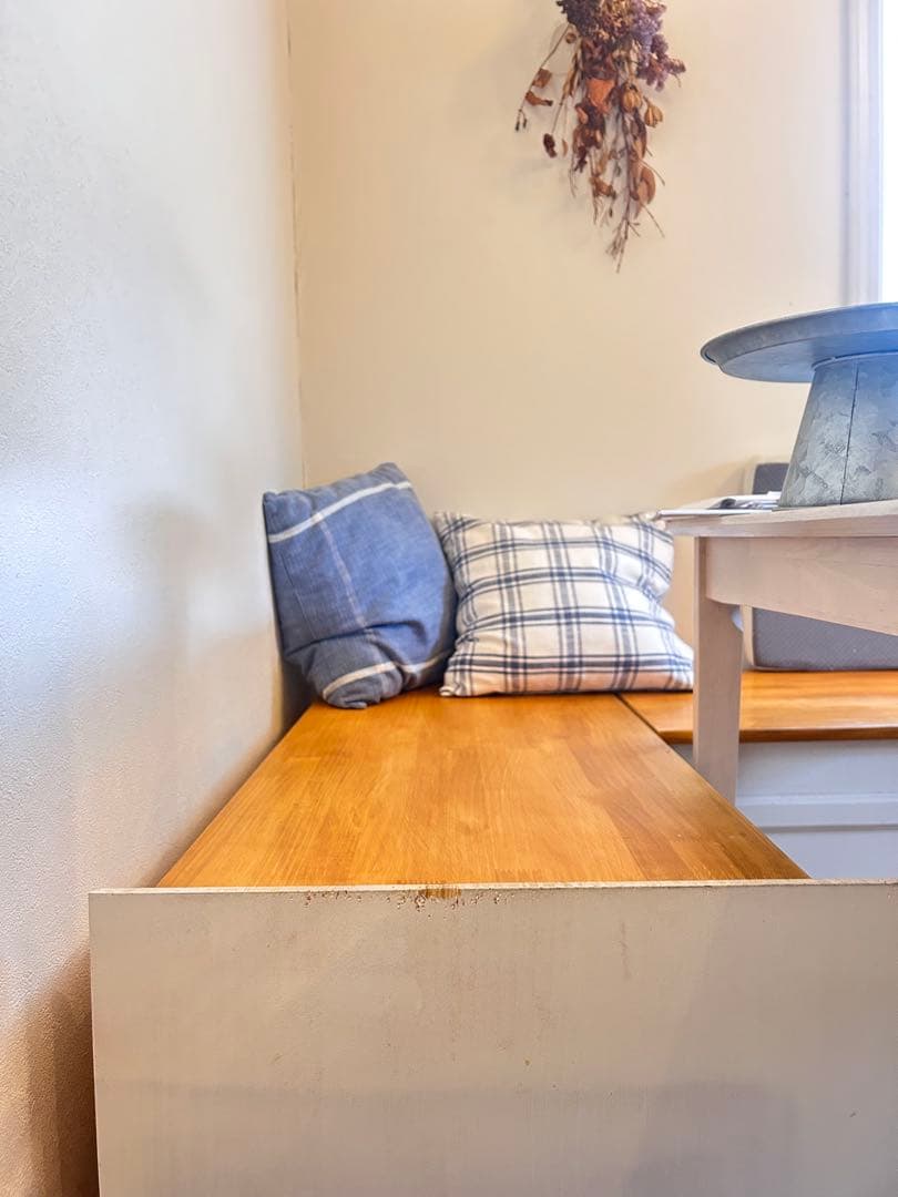 コーナー型収納ベンチ ホワイト（直接引き渡し）