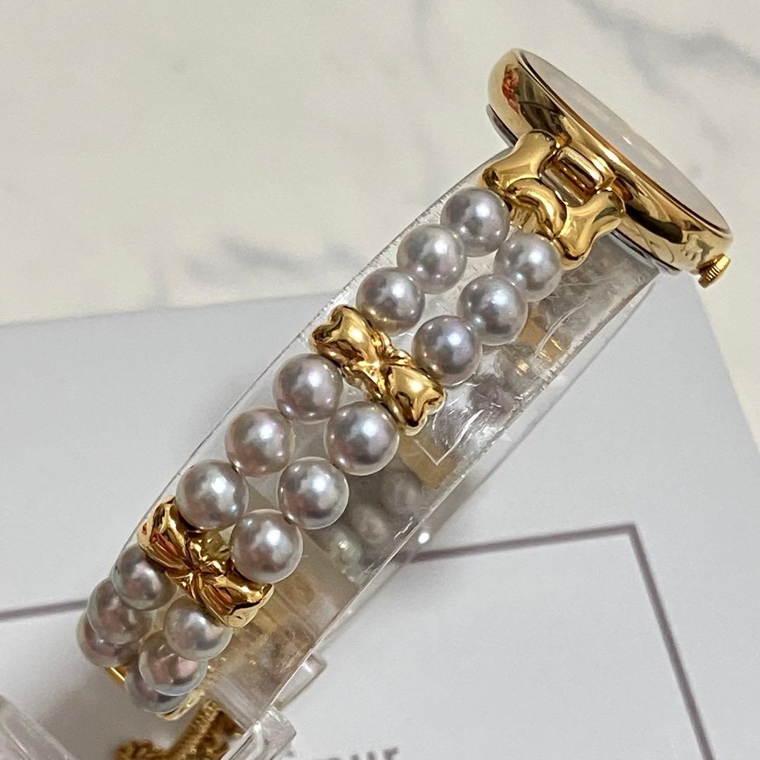 【稼動品】CAMELLIA カメリア レディース パールウォッチ　あこや真珠