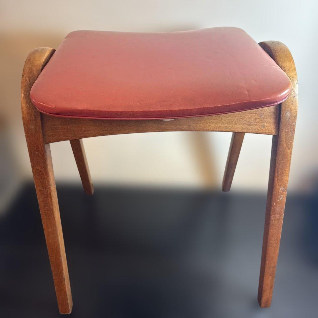 秋田木工 AKITA MOKKO 木製スツール 赤と黒の2脚セット
