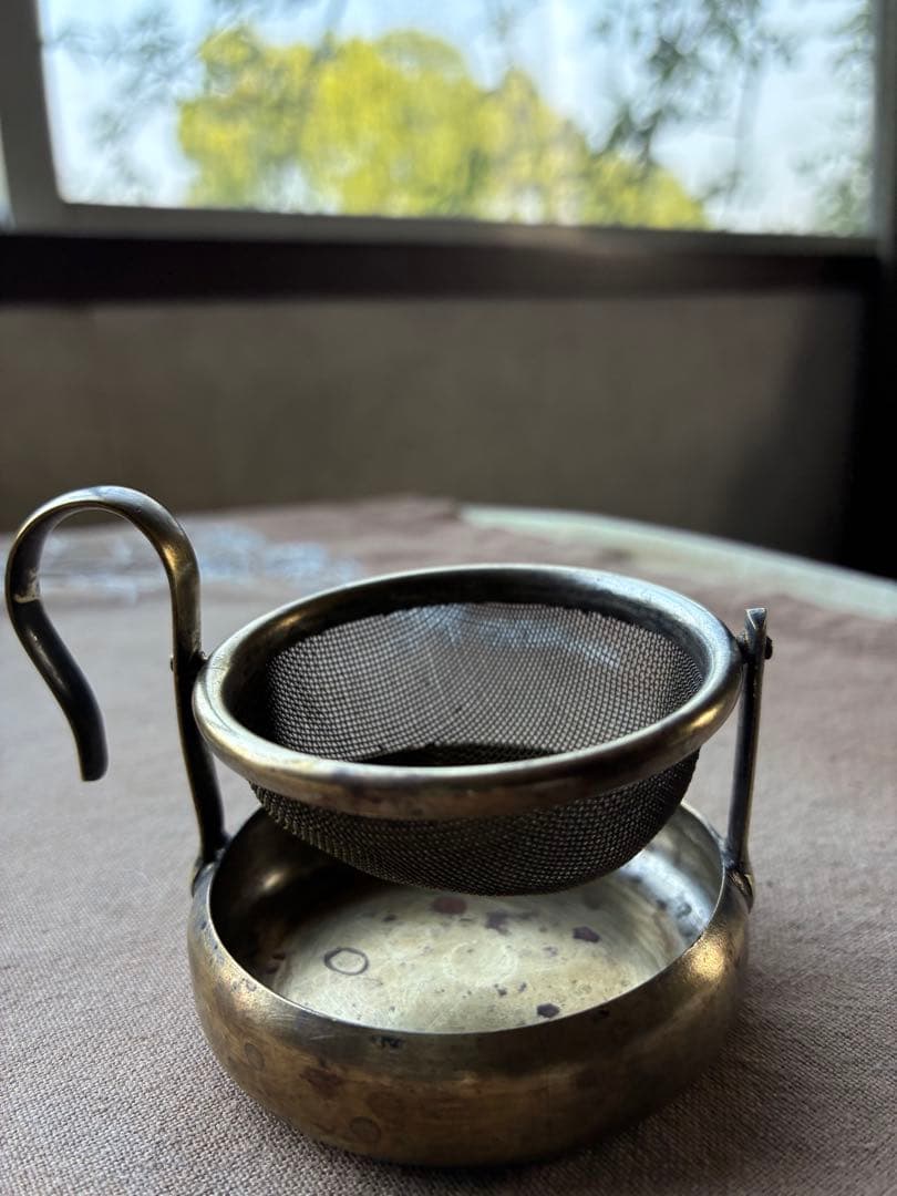 フランス　アンティーク　ティー　ストレーナー　真鍮　茶漉し　100年　レア