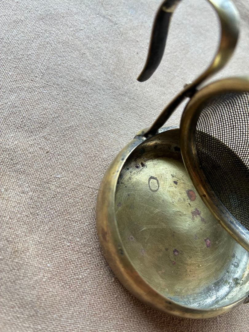 フランス　アンティーク　ティー　ストレーナー　真鍮　茶漉し　100年　レア